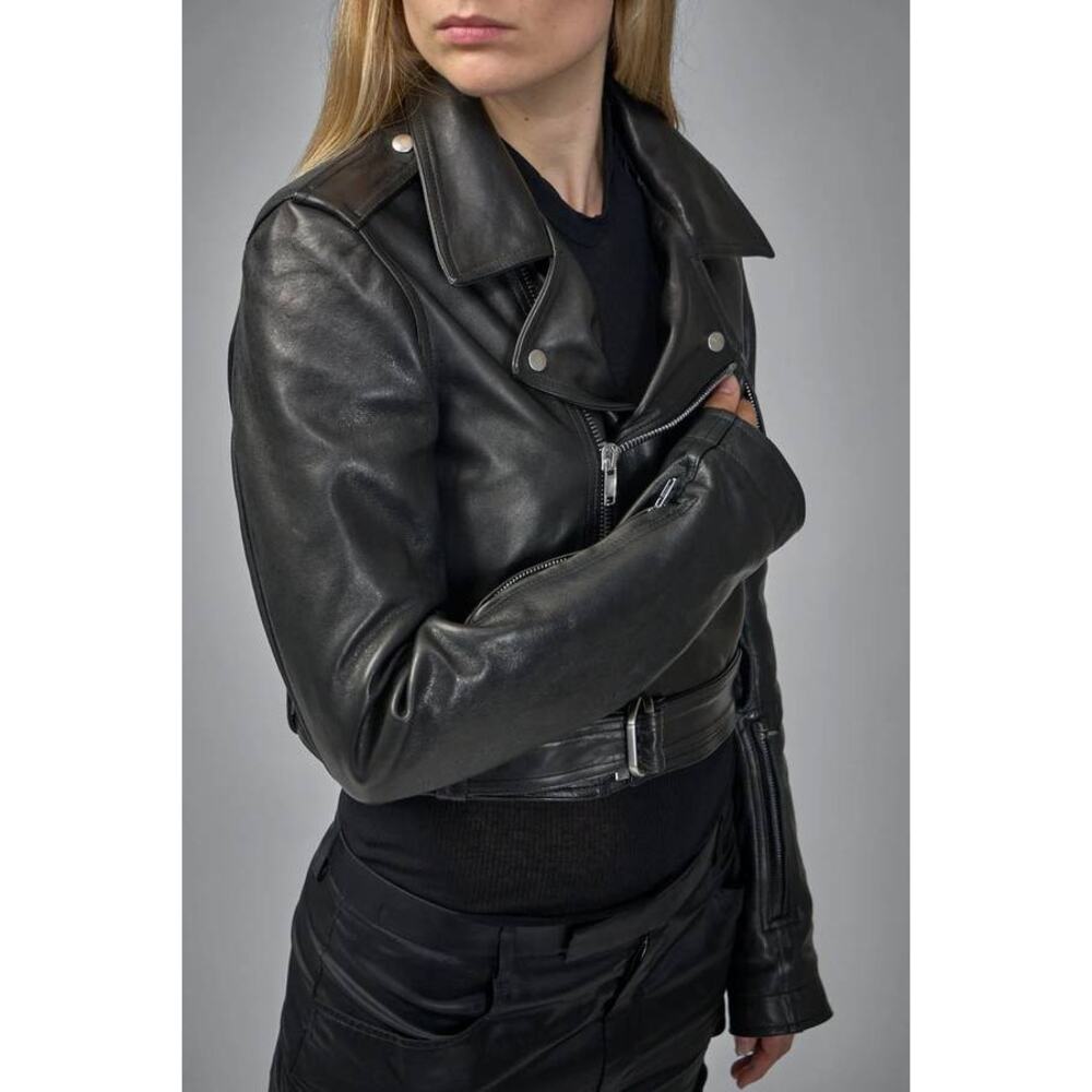 RIck Owens Giacca In Pelle Cropped Luke Stooges Jacket in Black IT 44 US 8 - Picture 2 of 7